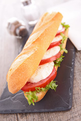 baguette with tomato and mozzarella