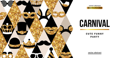 Carnival party creative gold and black banner.