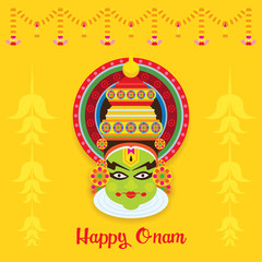 Kathakali Face, Onam Festival, celebration in Kerala State, India