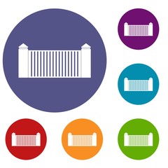 Stone fence icons set