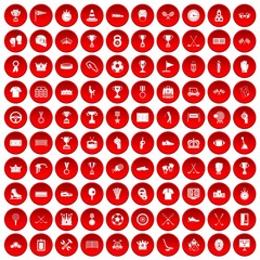 100 awards icons set red