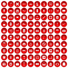 100 bag icons set red