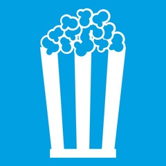 Popcorn in striped bucket icon white