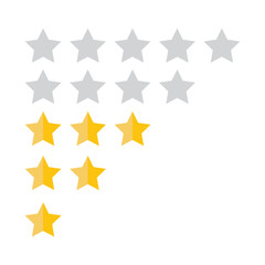 Customer review concept. Vector. Rating golden stars. Feedback, reputation and quality concept.