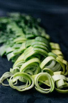 Chopped up leek leaves
