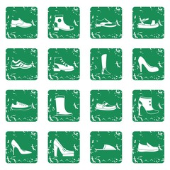 Shoe icons set grunge