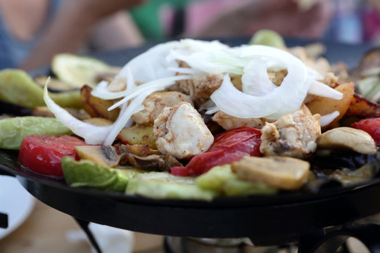 Saj kebab with meat and vegetables