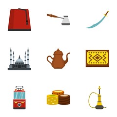 Ankara map icons set, flat style