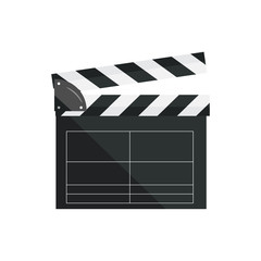 Fototapeta premium Vector illustration in flat style.Clapperboard isolated on background. Video movie clapper equipment, icon.