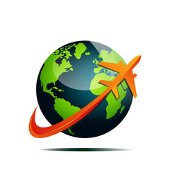 earth and airpland travel concept