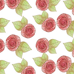 Floral flowers pattern hand drawn scketched background