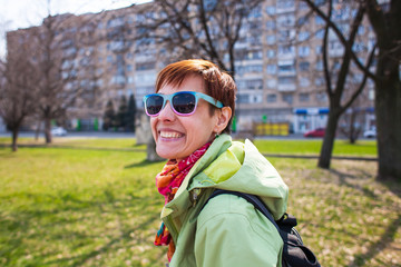 Portrait of woman in sunglasses.