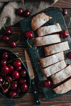 Delicious strudel with cherries