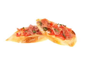 Bruschetta slices isolated