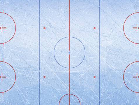 Vector of ice hockey rink. Textures blue ice. Ice rink. Vector illustration background.