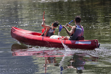 Paddling in canoeing.