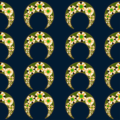 yellow crescent moons seamless pattern on a black background