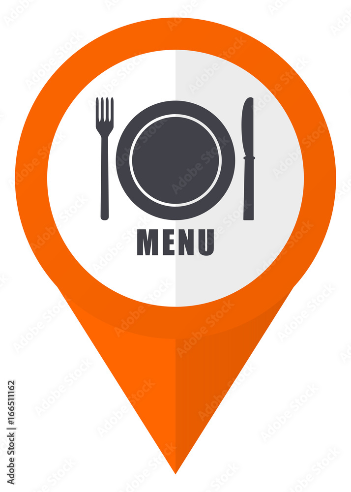 Fototapete Menu orange pointer vector icon in eps 10 isolated on white background.