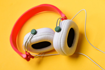 Headset for music made of plastic. Hobby, leisure and music
