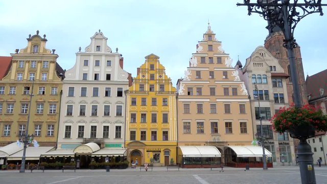 view of main square Rynek of polish city Wroslaw