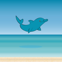 Dolphin sea animal beautiful landscape