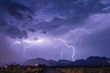 Naklejka na ściany i meble Desert monsoon lightning storm