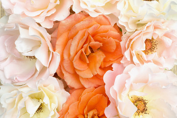 Pink and orange roses, flower bouquet