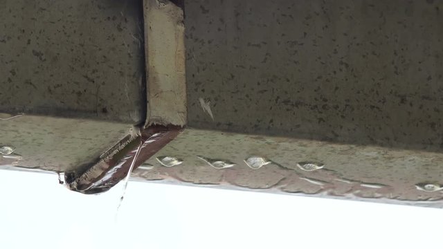 Closeup of Rain gutter system on a roof 