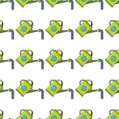 Watering can seamless pattern in cartoon style isolated on white background vector illustration for web