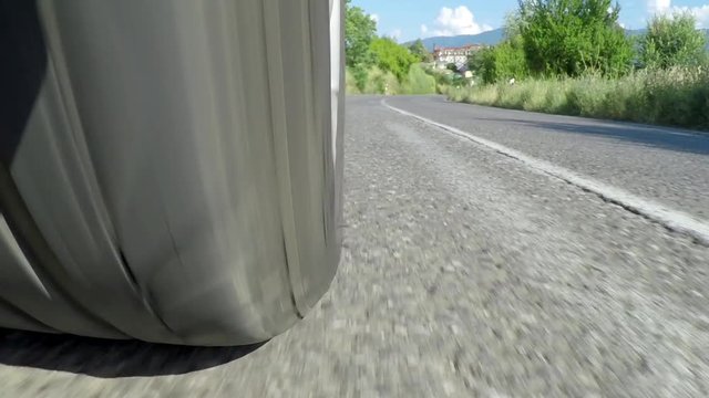 Car wheel spinning, Close UP / Detail Shot 