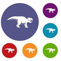 Ceratopsians dinosaur icons set