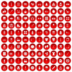 100 fit body icons set red