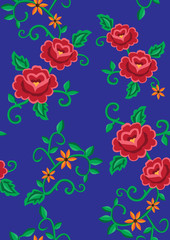 Folk embroidery with flowers - traditional pattern 