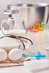 Plastic ice cream lolly form molds, ingredients for cooking