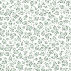 Hand drawn vector seamless pattern with mint leaves