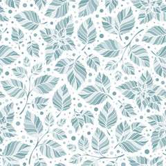 Fototapeta na wymiar Hand drawn vector seamless pattern with mint leaves