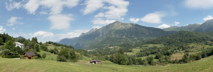 panorama with Krasji vrh in Julian Alps in Slovenia