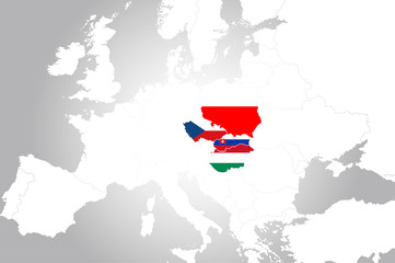 Visegrad Group, county flags.