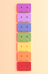 Colorful rainbow cassette tape.