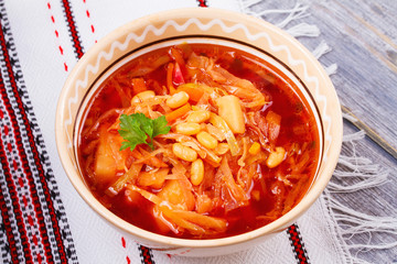 Borsht, bortsch, borshch, borscht. Soup, associated with cuisine of Eastern and Central Europe, especially Ukraine, Russia and Poland