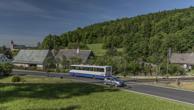 Coach near Vapenna station in north Moravia