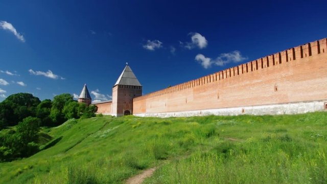 
South wall three towers of Smolensk Kremlin, Smolensk, Russia.
Tower of smolensk fortress wall.  Russia.
