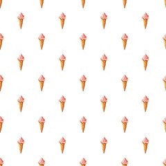 Pink ice cream in waffle cone pattern