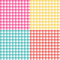 Picnic table cloth seamless pattern set. Picnic plaid texture