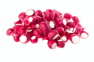 Pile of radish isolated on white background