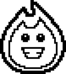 Obraz premium Smiling 8-Bit Cartoon Flame