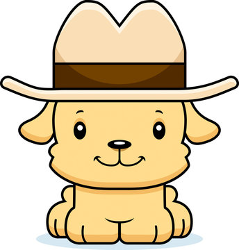 Cartoon Smiling Cowboy Puppy