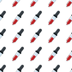 Pipette seamless pattern in cartoon style isolated on white background vector illustration for web