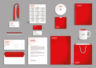 Red corporate identity design template
