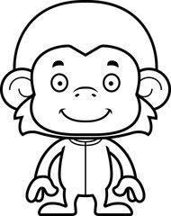 Cartoon Smiling Monkey In Pajamas